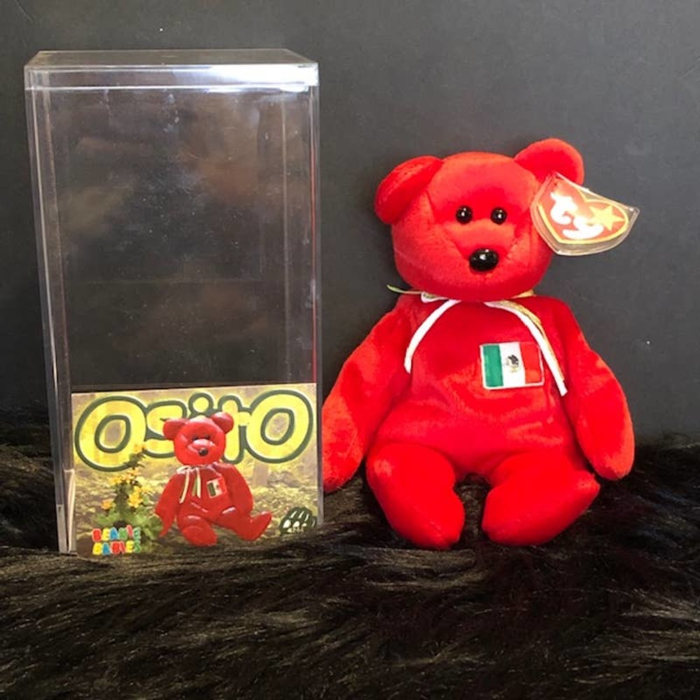 Osito‎ the Mexican Bear 1999 Ty Beanie Baby with Tag w/ERROR/Case/Trading Card